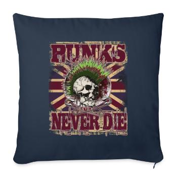 Punks Never Die, Union Jack, Punk Skull - Sofa pillowcase 17,3'' x 17,3'' (45 x 45 cm) - navy - Front