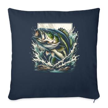Poisson bar - Housse de coussin décorative 45 x 45 cm - bleu marine - Devant