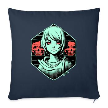 Art: Fictional Cartoon Anime Girl and Horror - Sofa pillowcase 17,3'' x 17,3'' (45 x 45 cm) - navy - Front