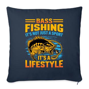 La pêche à l’achigan n’est pas seulement un sport, c’est un mode de vie - Housse de coussin décorative 45 x 45 cm - bleu marine - Devant