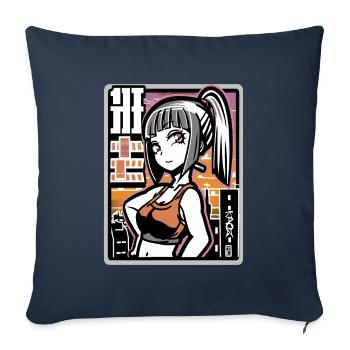 Anime freches Stadt Mädchen - Sofakissenbezug 45 x 45 cm - Navy - Vorne