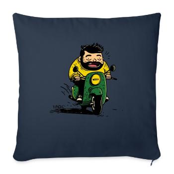 Buddy, le roi de la trottinette, motard - Housse de coussin décorative 45 x 45 cm - bleu marine - Devant