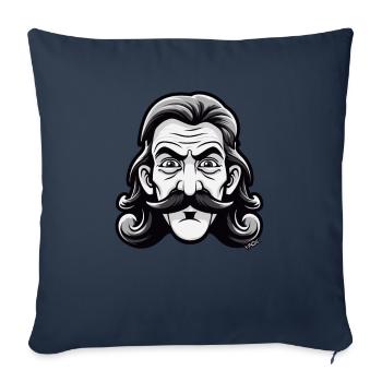 Schnurrbart Mann mit Nacken-Matte Vokuhila - Sofakissenbezug 45 x 45 cm - Navy - Vorne