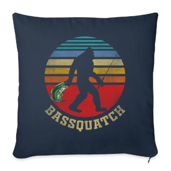Poisson bar Bassquatch - Housse de coussin décorative 45 x 45 cm - bleu marine - Devant