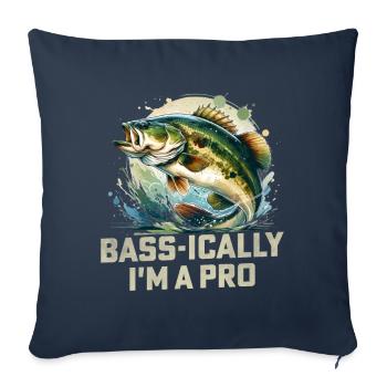 Bass-ically I'm a Pro Bass Fish - Sofa pillowcase 17,3'' x 17,3'' (45 x 45 cm) - navy - Front