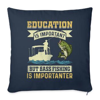 L’éducation est importante, mais la pêche à l’achigan l’est - Housse de coussin décorative 45 x 45 cm - bleu marine - Devant