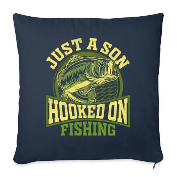 Juste un fils accro à la pêche - Housse de coussin décorative 45 x 45 cm - bleu marine - Devant