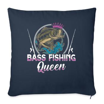 Reine de la pêche à l’achigan - Housse de coussin décorative 45 x 45 cm - bleu marine - Devant