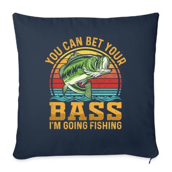 Vous pouvez parier que votre basse, je vais à la pêche - Housse de coussin décorative 45 x 45 cm - bleu marine - Devant