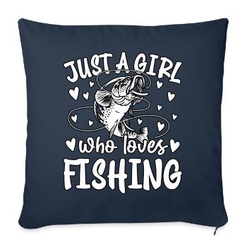 Juste une fille qui aime la pêche - Housse de coussin décorative 45 x 45 cm - bleu marine - Devant