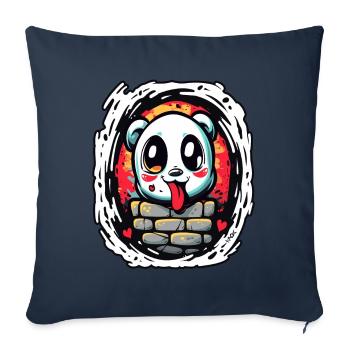 Herzen und cooler, lustiger, frecher Panda-Bär - Sofakissenbezug 45 x 45 cm - Navy - Vorne