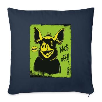 Drôle de cochon : Va-t’en, va-t’en - Housse de coussin décorative 45 x 45 cm - bleu marine - Devant