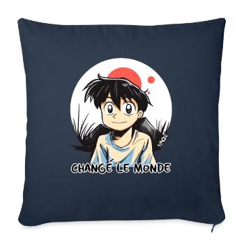 Changer le monde, changer le monde, changer le monde - Housse de coussin décorative 45 x 45 cm - bleu marine - Devant