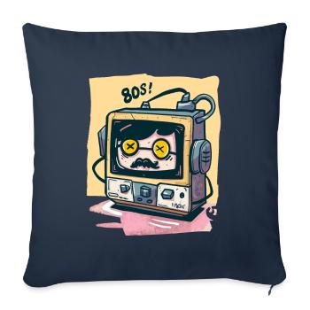 Lecteur de musique des années 80 - Housse de coussin décorative 45 x 45 cm - bleu marine - Devant
