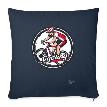 Cyclistes : Vélo de route et vélo de gravier Cyclisme - Housse de coussin décorative 45 x 45 cm - bleu marine - Devant