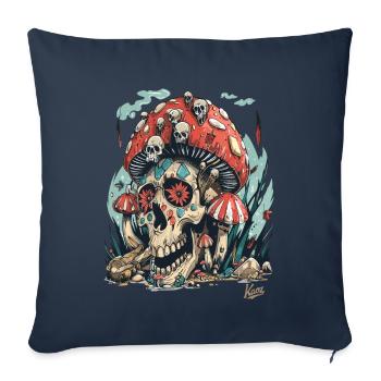 Forest of Horrible Skull Skull Mushrooms - Sofa pillowcase 17,3'' x 17,3'' (45 x 45 cm) - navy - Front