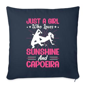 Juste une fille qui aime le soleil et la capoeira - Housse de coussin décorative 45 x 45 cm - bleu marine - Devant