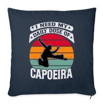 J’ai besoin de ma dose quotidienne de Capoeira - Housse de coussin décorative 45 x 45 cm - bleu marine - Devant