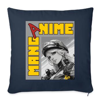 Manga Anime Motor Racer Girl - Housse de coussin décorative 45 x 45 cm - bleu marine - Devant