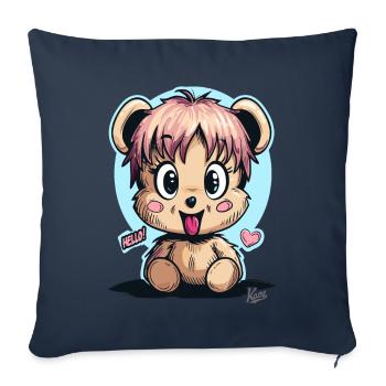 Cute and Funny Cuddly Bear: Hello - Sofa pillowcase 17,3'' x 17,3'' (45 x 45 cm) - navy - Front