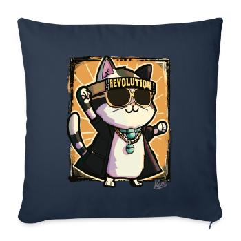 Cool Rocker Cat Revolution - Sofa pillowcase 17,3'' x 17,3'' (45 x 45 cm) - navy - Front