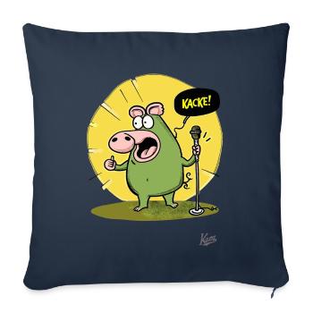 Drôle de cochon : Comédie et caca - Housse de coussin décorative 45 x 45 cm - bleu marine - Devant