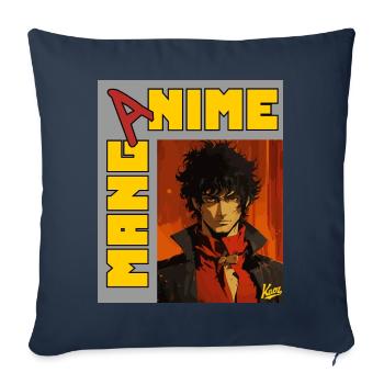 Anime manga : Le beau jeune seigneur - Housse de coussin décorative 45 x 45 cm - bleu marine - Devant