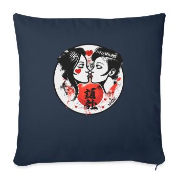 L’amour des cœurs et des amoureux - Housse de coussin décorative 45 x 45 cm - bleu marine - Devant