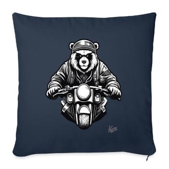 Cool Moto Biker Bear - Housse de coussin décorative 45 x 45 cm - bleu marine - Devant