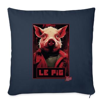 Fausse affiche du film Le Pig : Quand les cochons volent - Housse de coussin décorative 45 x 45 cm - bleu marine - Devant