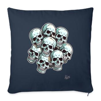 Un tas de crâne rieur crâne - Housse de coussin décorative 45 x 45 cm - bleu marine - Devant