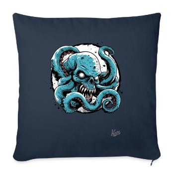 Forte et puissante : Pieuvre crâne Pieuvre - Housse de coussin décorative 45 x 45 cm - bleu marine - Devant