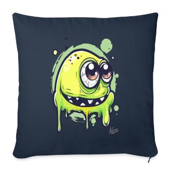 Drôle de monstre visqueux - Housse de coussin décorative 45 x 45 cm - bleu marine - Devant