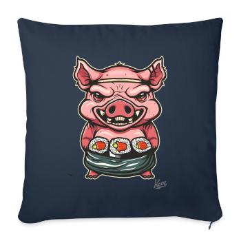 Little Scary Sushi Pig Master - Sofa pillowcase 17,3'' x 17,3'' (45 x 45 cm) - navy - Front
