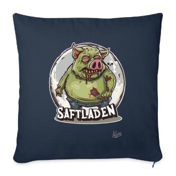 Le cochon zombie dans le magasin de jus - Housse de coussin décorative 45 x 45 cm - bleu marine - Devant
