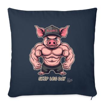 Muscle Bodybuilder Pig : Sautez à nouveau la journée des jambes - Housse de coussin décorative 45 x 45 cm - bleu marine - Devant