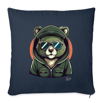 Sweat à capuche cool et lunettes de soleil Koala Bear - Housse de coussin décorative 45 x 45 cm - bleu marine - Devant