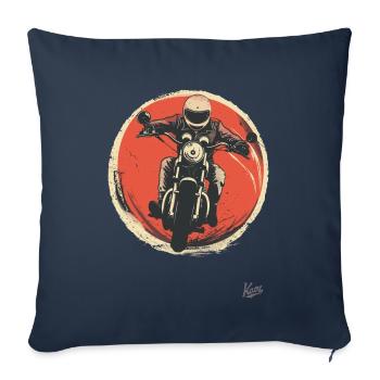 Motard rétro vintage old-school - Housse de coussin décorative 45 x 45 cm - bleu marine - Devant