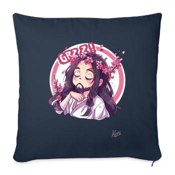Petit Jésus doux dormant dans les cerisiers en fleurs - Housse de coussin décorative 45 x 45 cm - bleu marine - Devant