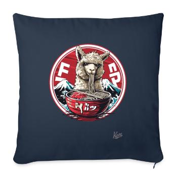 Himalayan llama drama while eating ramen - Sofa pillowcase 17,3'' x 17,3'' (45 x 45 cm) - navy - Front