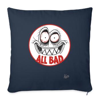 Visage drôle fou – Tout est mauvais ! - Housse de coussin décorative 45 x 45 cm - bleu marine - Devant