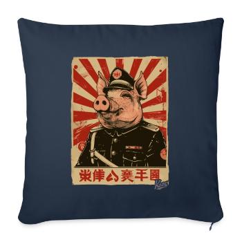 Propaganda-Stil Schwein - Sofakissenbezug 45 x 45 cm - Navy - Vorne