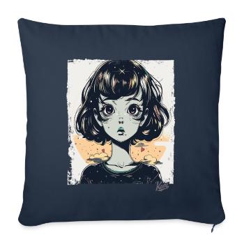 The cartoon girl with visions - Sofa pillowcase 17,3'' x 17,3'' (45 x 45 cm) - navy - Front