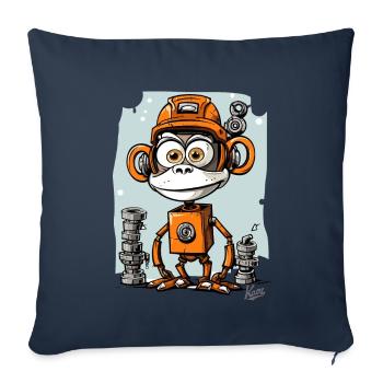 The funny, funky robo-monkey - Sofa pillowcase 17,3'' x 17,3'' (45 x 45 cm) - navy - Front
