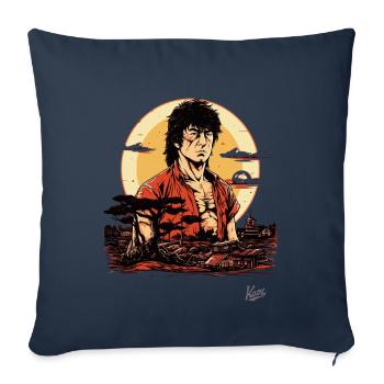 Héros d’action japonais : Maître des arts martiaux - Housse de coussin décorative 45 x 45 cm - bleu marine - Devant