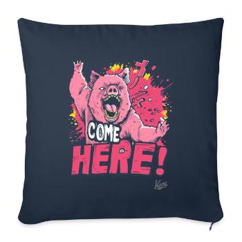Combat furieux ours-cochon : Venez ici ! - Housse de coussin décorative 45 x 45 cm - bleu marine - Devant