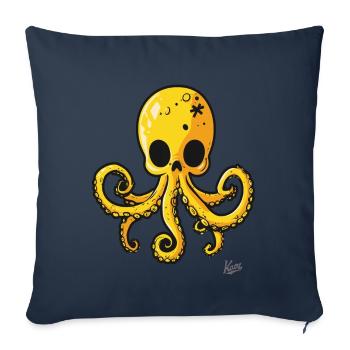 Dessin animé de pieuvre de crâne jaune - Housse de coussin décorative 45 x 45 cm - bleu marine - Devant