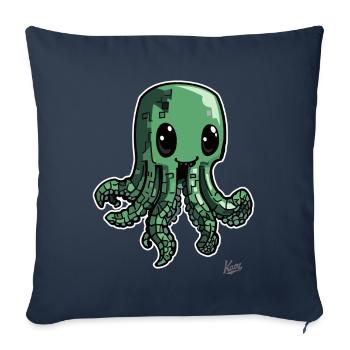 Lustiger Grüner Pixel-Oktopus-Krake - Sofakissenbezug 45 x 45 cm - Navy - Vorne