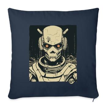 Super Humanoid Skull Skull Android Mecha - Sofa pillowcase 17,3'' x 17,3'' (45 x 45 cm) - navy - Front