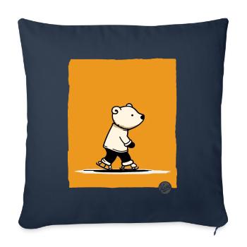 Little polar bear on skates - Sofa pillowcase 17,3'' x 17,3'' (45 x 45 cm) - navy - Front